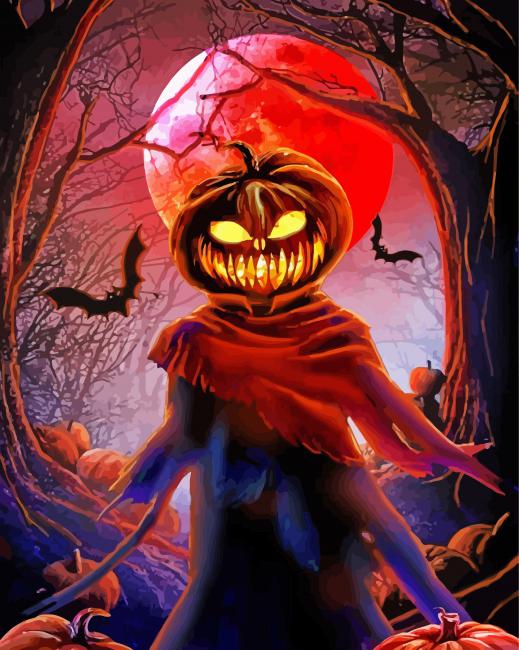 Pumpkin Scarecrow paint by numbers
