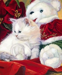 Ragdoll Cat And Teddy Bear paint by numbers