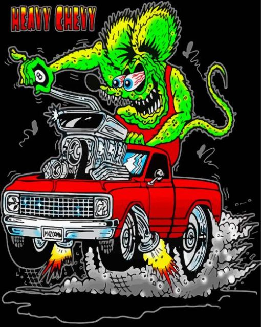 Rat Fink In Heavy Chevy paint by numbers