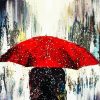 Red Umbrella Under Rain paint by numbers