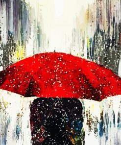 Red Umbrella Under Rain paint by numbers