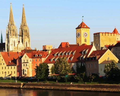 Regensburg Buildings paint by numbers