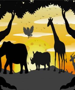 Safari Animals Silhouettes paint by numbers