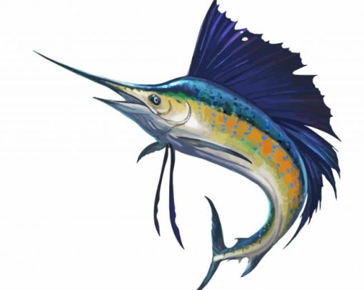 Aesthetic Blue Sailfish paint by numbers