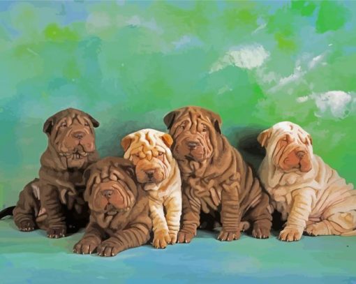 Shar Pei Puppies Dogs paint by numbers