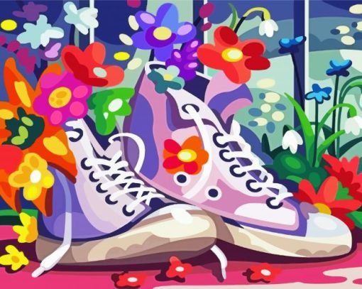 Sneakers And Flowers paint by numbers