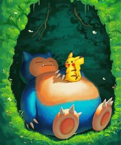 Snorlax And Pikachu paint byb numbers