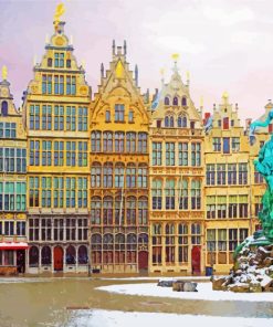 Snowy Antwerp City paint by numbers