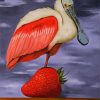 Spoonbill On Strawberry piant by numbers