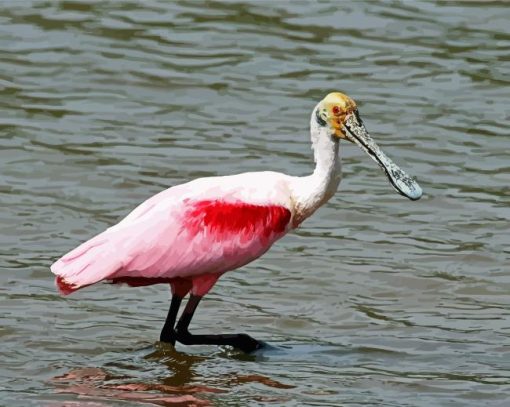 Spoonbill Bird In Water paint by numbers