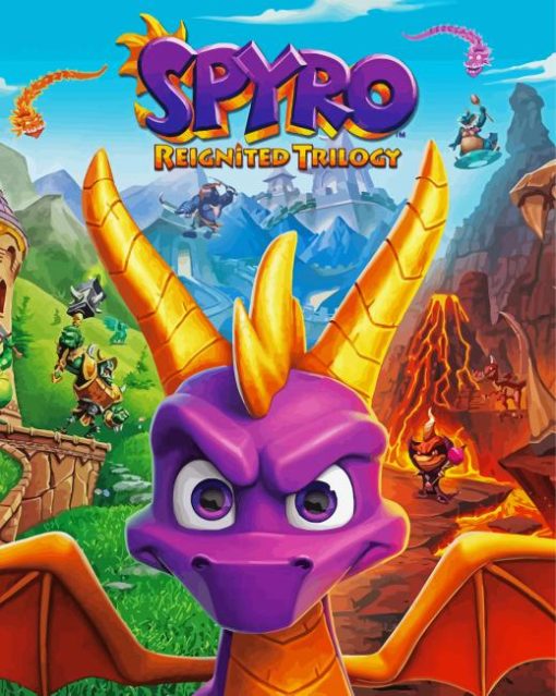 Spyro The Dragon Video Game paint by numbers