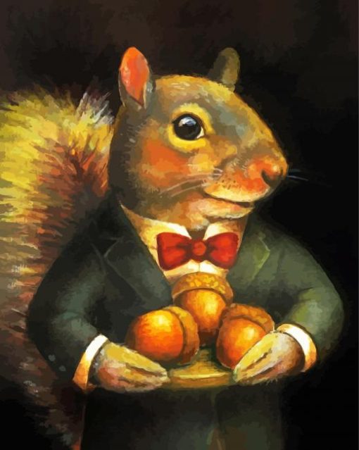 Squirrel Holding Acorns paint y numbers