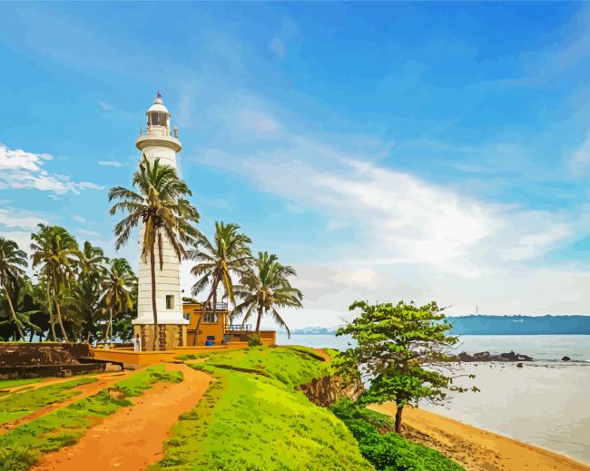 Aesthetic Galle Fort Lighthouse paint by numbers