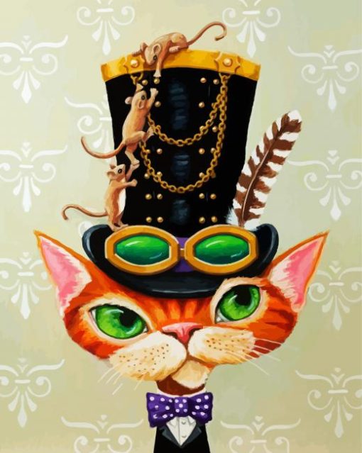 Steampunk Cat paint by numbers