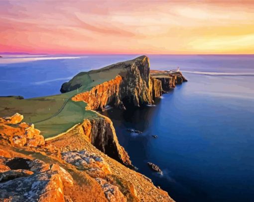 Sunset At Sumburgh Islands paint by numbers