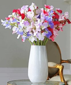 Sweetpea White Vase paint by numbers