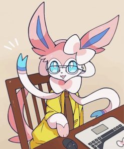 Sylveon Wearing Glasses paint by numbers