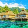 Aesthetic Tahiti Island Huts paint by numbers