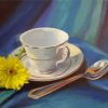 Teacup And Flower Illustration paint by numbers