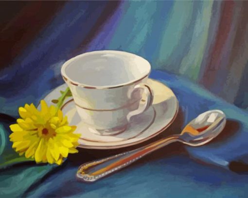 Teacup And Flower Illustration paint by numbers