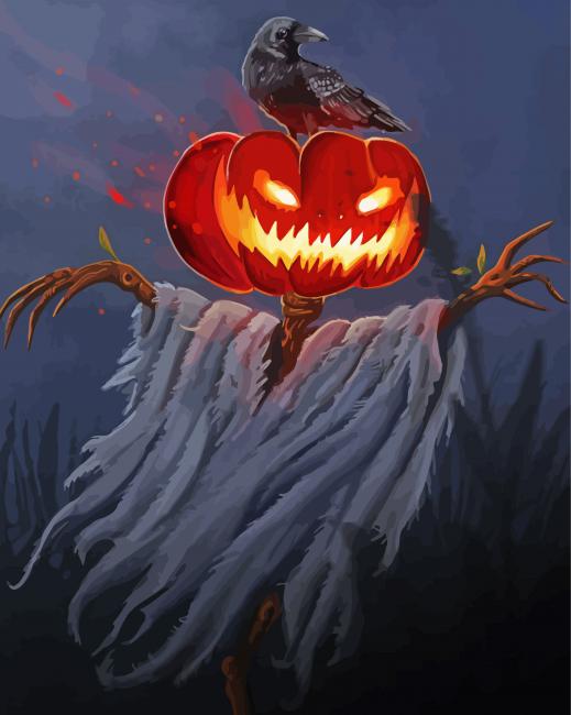 The Pumpkin Scarecrow paint by numbers