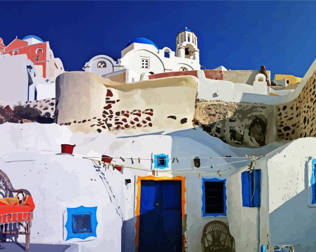 Thira City Buildings paint by numbers