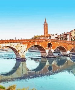 Ponte Pietra Bridge Reflection paint by numbers