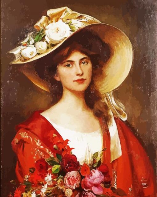 Victorian Lady In Hat paint by numbers