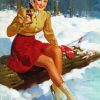 Vintage Ice Skater Woman paint by numbers