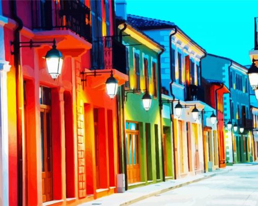 Colorful Buildings paint by numbers