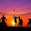 Volleyball Players Silhouettes At Sunset paint by numbers