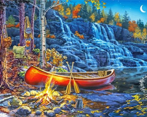 Waterfall Campfire paint by numbers