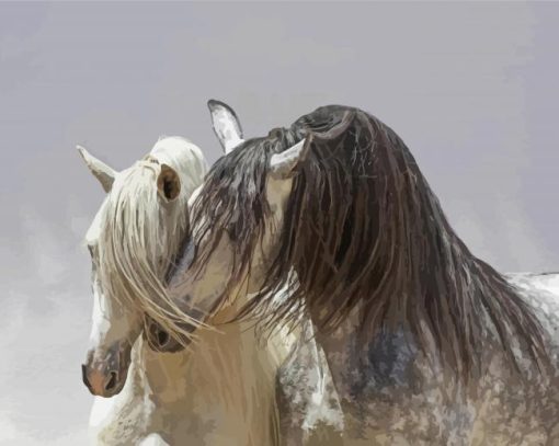 Aesthetics White Andalusian Horses paint by numbers