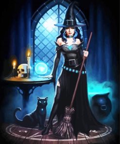 Witch With Cat paint by numbers