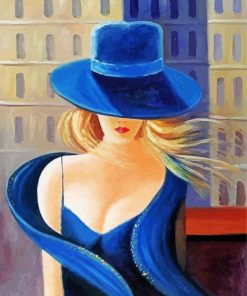 Woman In Blue Hat paint by numbers