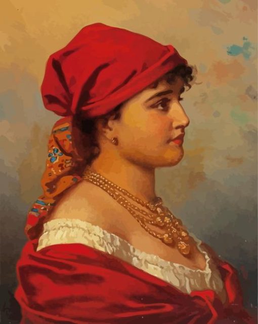 Woman In Red paint by numbers