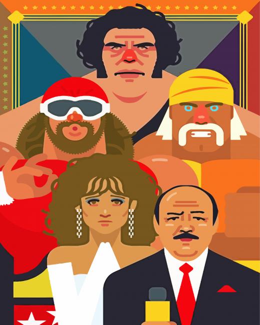 Wrestlers Illustration paint by numbers