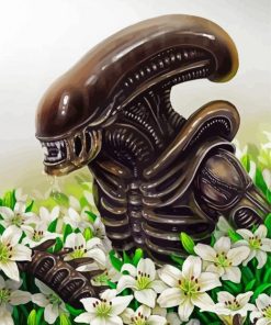 Xenomorph And White Flowers paint by numbers