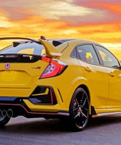 Yellow Honda Car paint by numbers