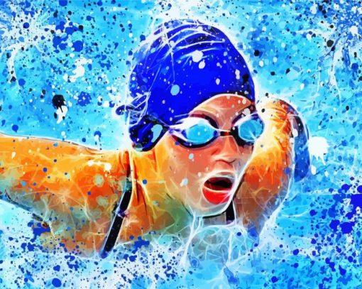 Abstract Swimmer paint by numbers
