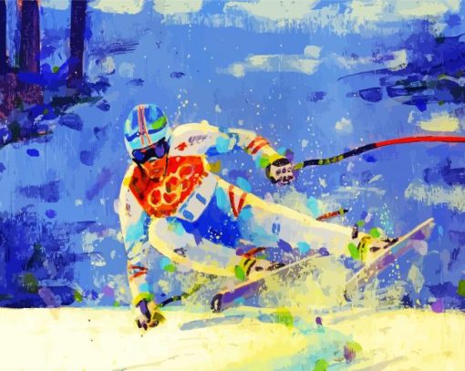 Abstract Snow Skiing paint by numbers