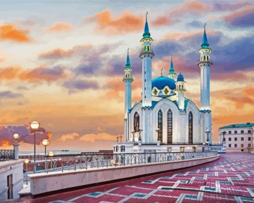 Kul Sharif Mosque At Sunset paint by numbers