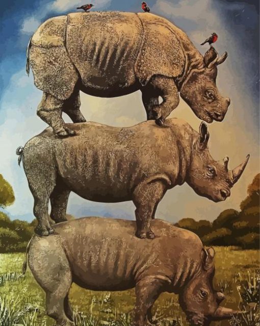 Rhino Animals paint by numbers