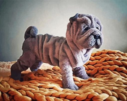 Cute Sharpei Puppy paint by numbers