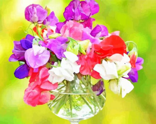 Colorful Sweetpea Flowers paint by numbers