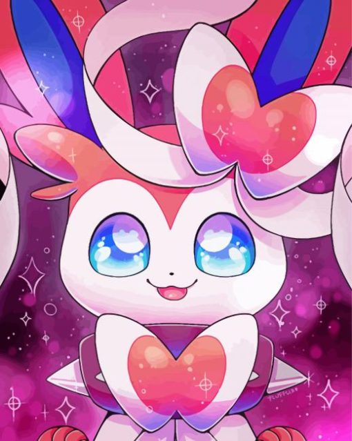 Sylveon Japanese Anime paint by n umbers