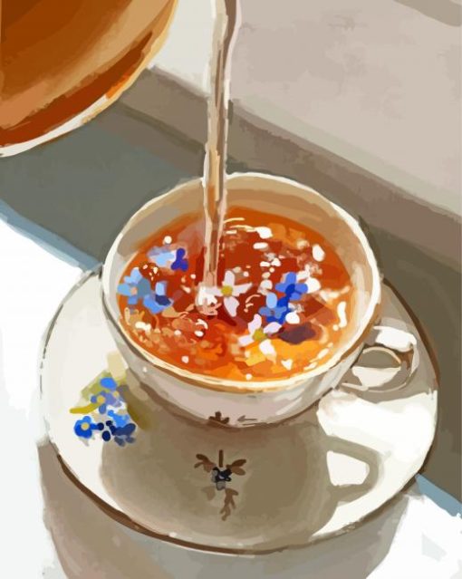 Floral Teacup Art paint by numbers