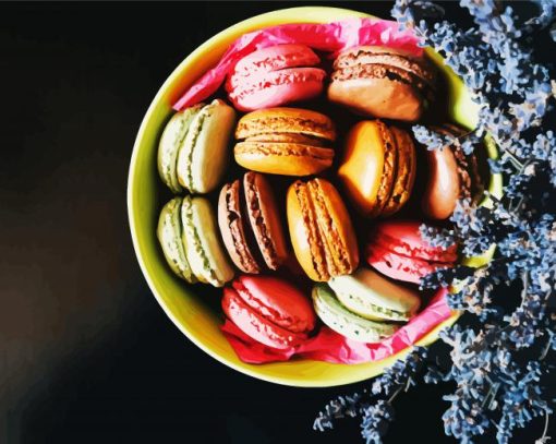 Colorful Macaroons In Bowl paint by numbers