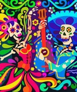 Aesthetic Mexican Skull paint by numbers