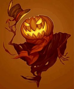 Pumpkin Head Scarecrow paint by numbers